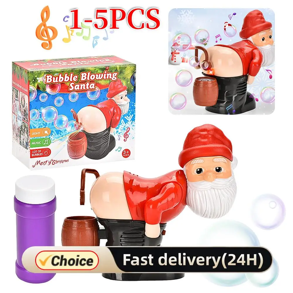 Maszyna do robienia baniek mydlanych Święty Mikołaj z muzyką, światłem i efektem wycierania, zabawka dla dzieci, nowatorski prezent świąteczny dla chłopców i dziewczynek.