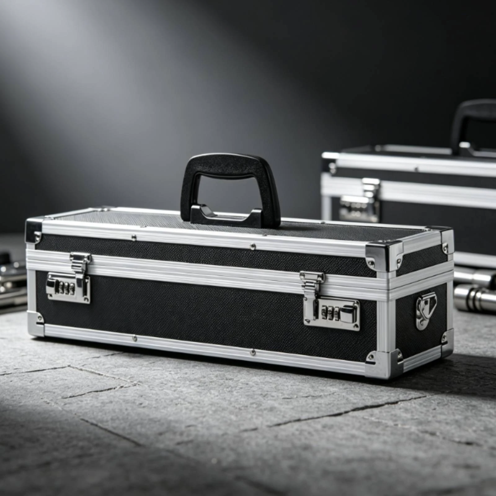 Aluminum Tool Case Slim Metal Tool Box Hard Enclosure with Handle Lockable Hard Shell Storage Box Portable for Technicians