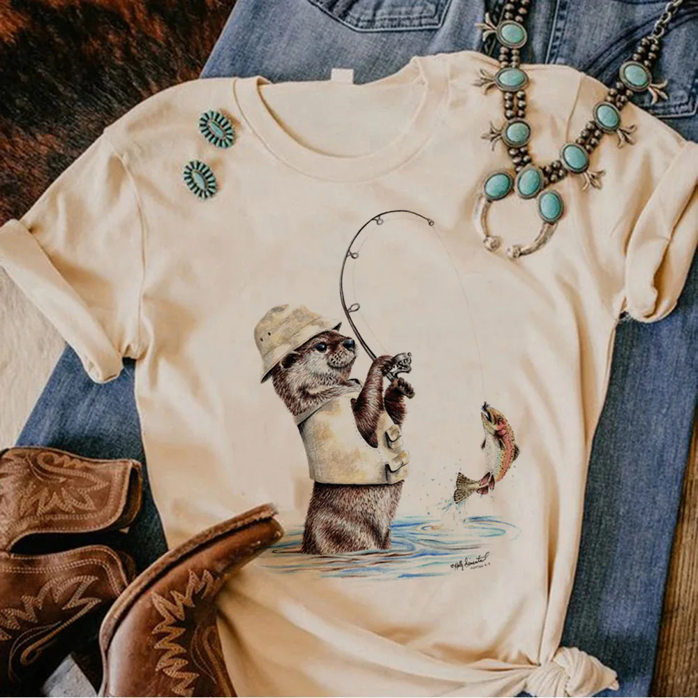 Otters t-shirts women streetwear designer comic top girl anime clothing