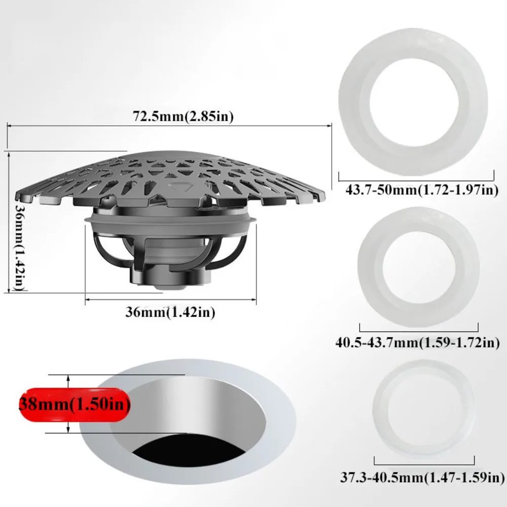 

Press Type Stoppers Brass ABS Tub Drain Stoppers Leak-proof Design Pop Up Mechanism Quick Water Flow Drain Stoppers