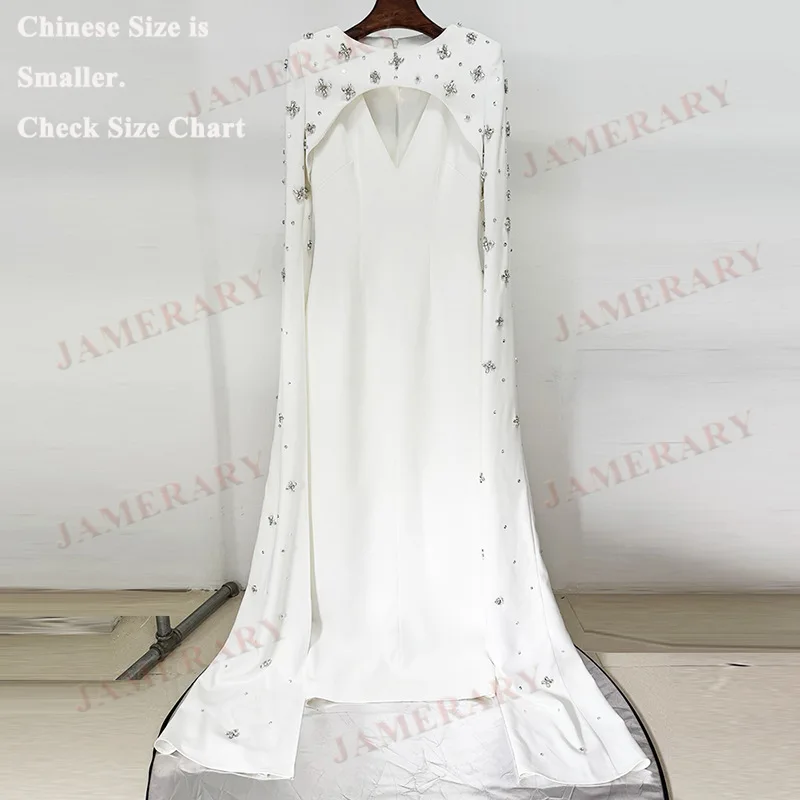 Robe de soirée élégante en diamant pour femmes, tenue de soirée formelle de luxe, cape, manches longues, longueur au sol, cristal, Maxi, haute qualité, été automne