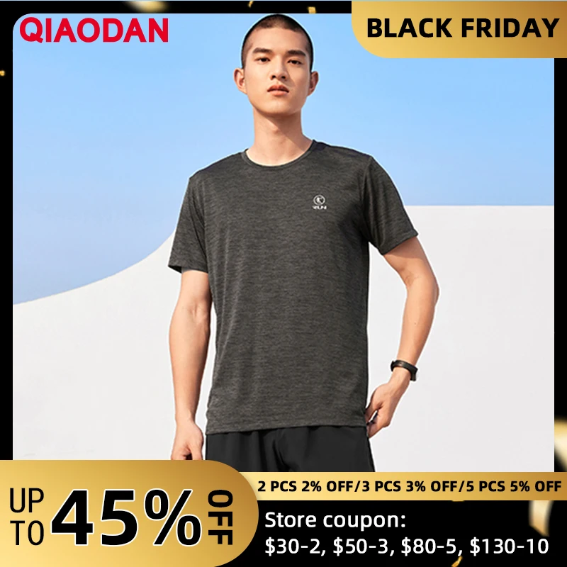 

QIAODAN Men 2025 Sports Suit Round Neck Quick-drying Breathable T-shirt Solid Short Pants Male Two-piece Set XNT23231242R