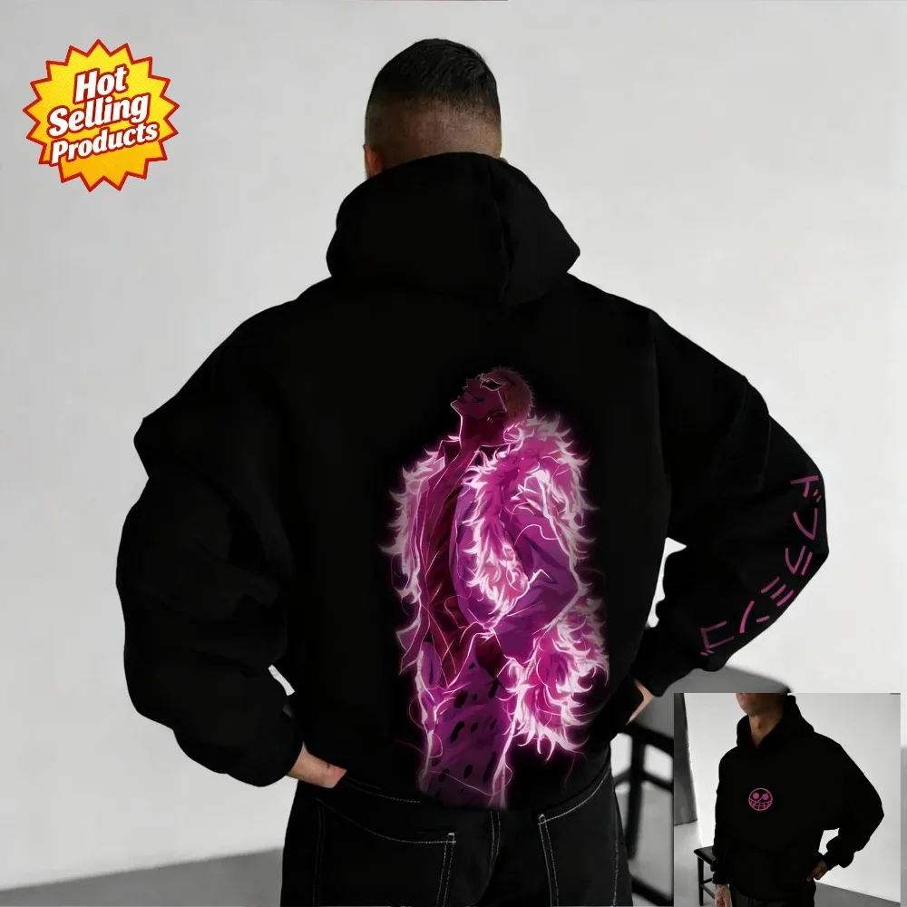 قطعة واحدة هوديي Donquixote Doflamingo جديد البلوز الرجال النساء Y2k المتضخم فضفاضة تناسب الراحة الشارع الشهير للجنسين الخريف الشتاء #3