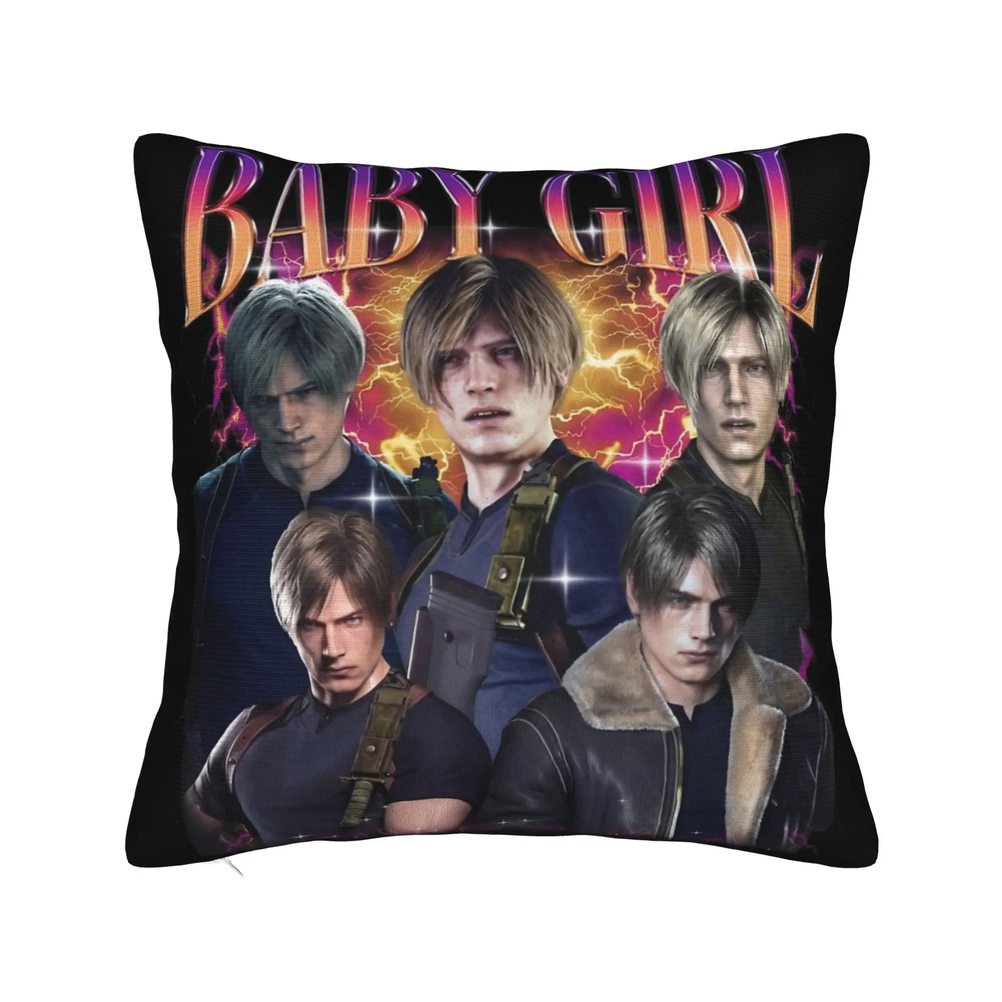 Leon S.Kennedy Baby Girl Pillowcase Printed Polyester Cushion Cover Decoration  Pillow Case Cover Home Zippered 40*40cm