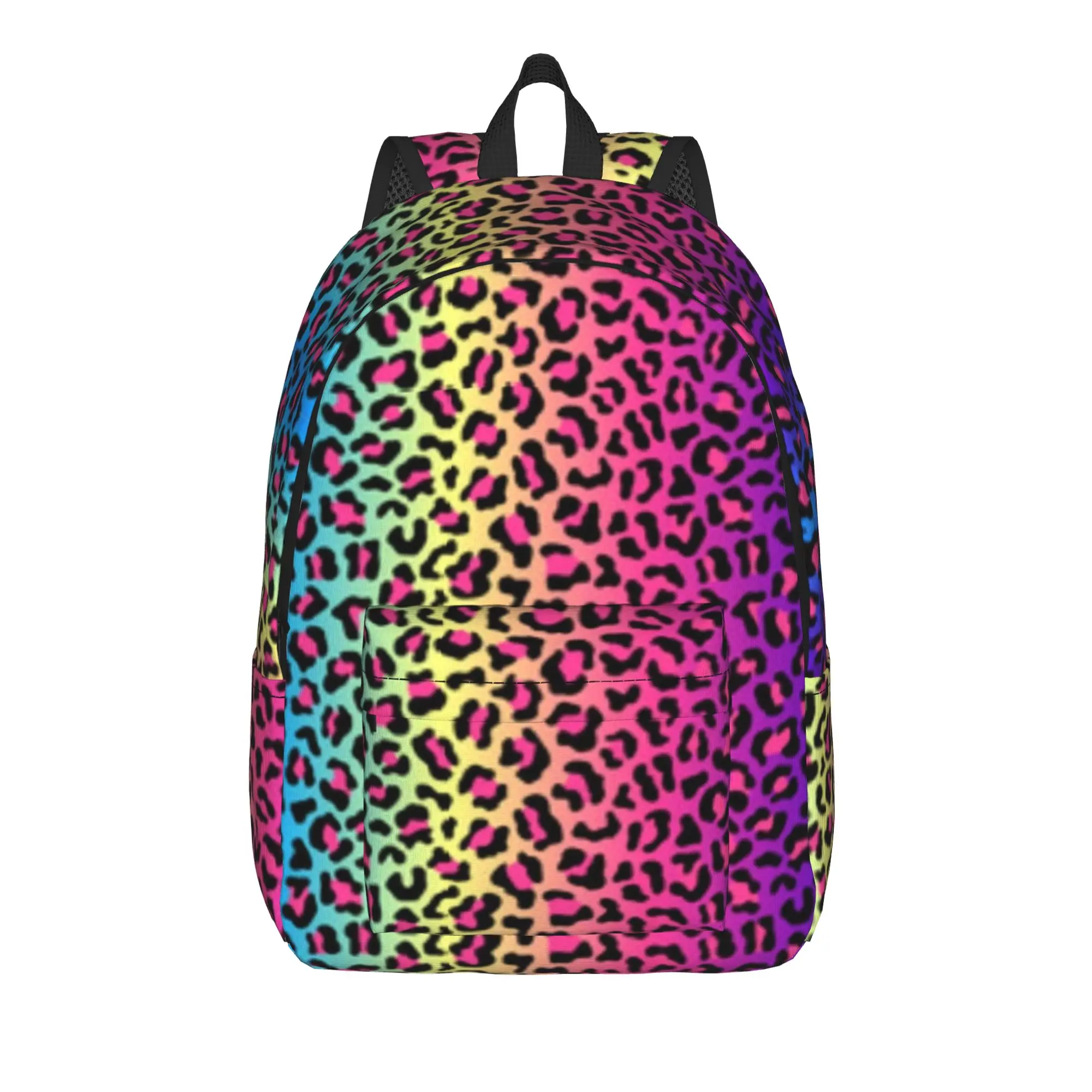 LGBT Rainbow Leopard Fashion Backpack Outdoor Student Hiking Travel  Daypack for Men Women Laptop Computer Canvas Bags