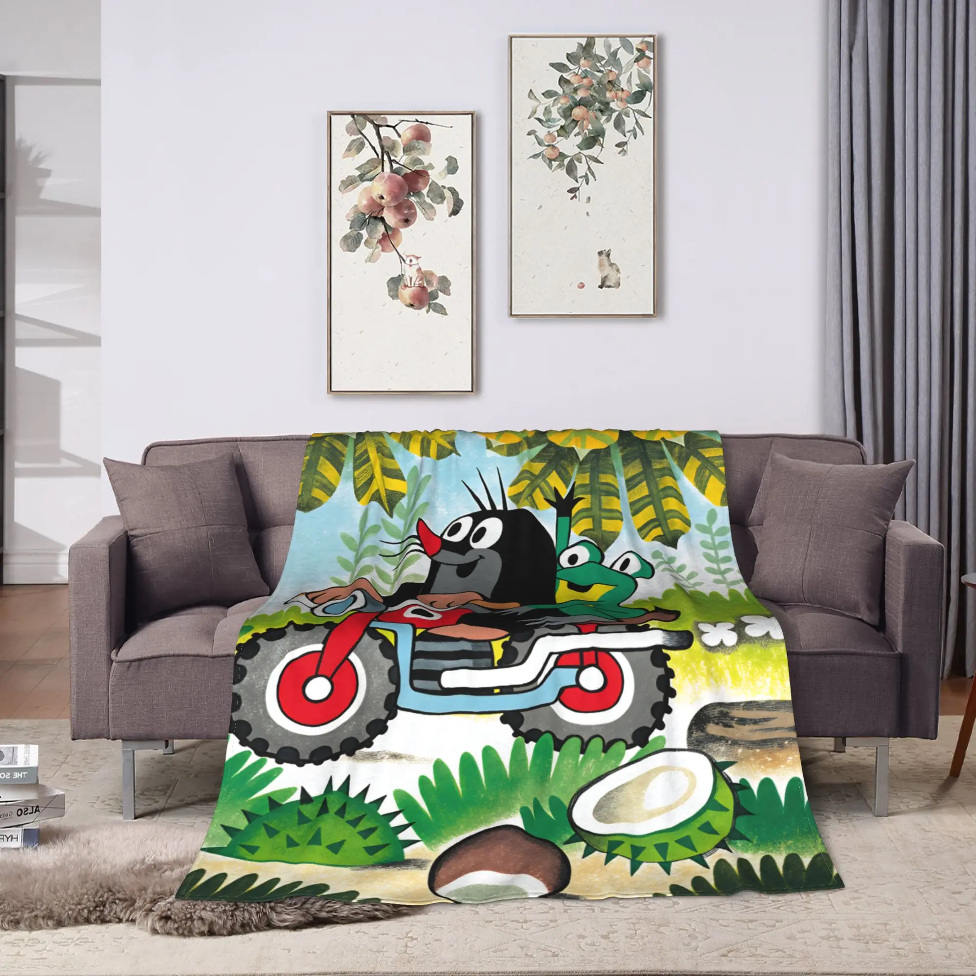 Warm Soft Throw Blanket Travel Czech Cartoon Krtek Mole Blankets  Flannel Bedspread For Outdoor Casual Sofa Bed Cover