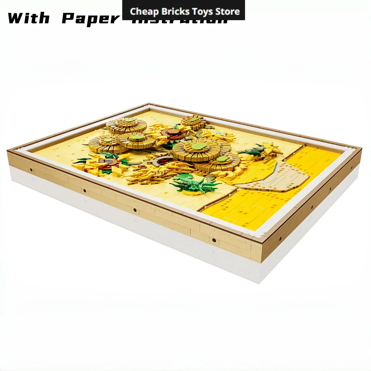 S Sunflowers Bricks Building Blocks Compatible 2615pcs Post-Impressionism Oil Painting Model Birthday Gifts for Adults Toys