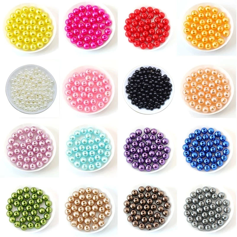 500g perforated ABS imitation pearl beads 3/4/5/6/8/10/12MM circular plastic acrylic spacer beads for DIY jewelry production