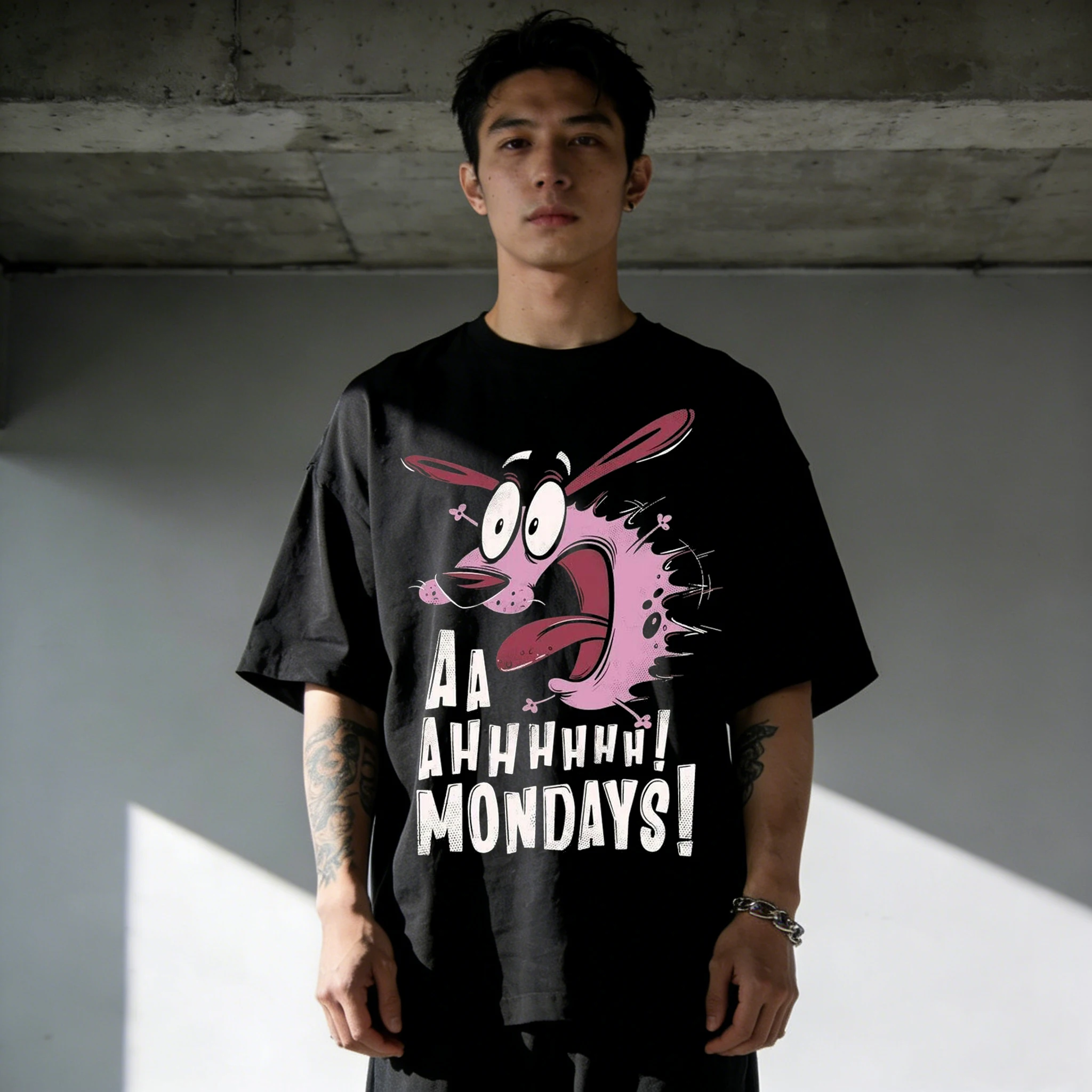 Vintage Courage the Cowardly Dog Cartoon Print Short Sleeve T-Shirt Retro Unisex Graphic Tee 90s Nostalgia Summer Streetwear Top