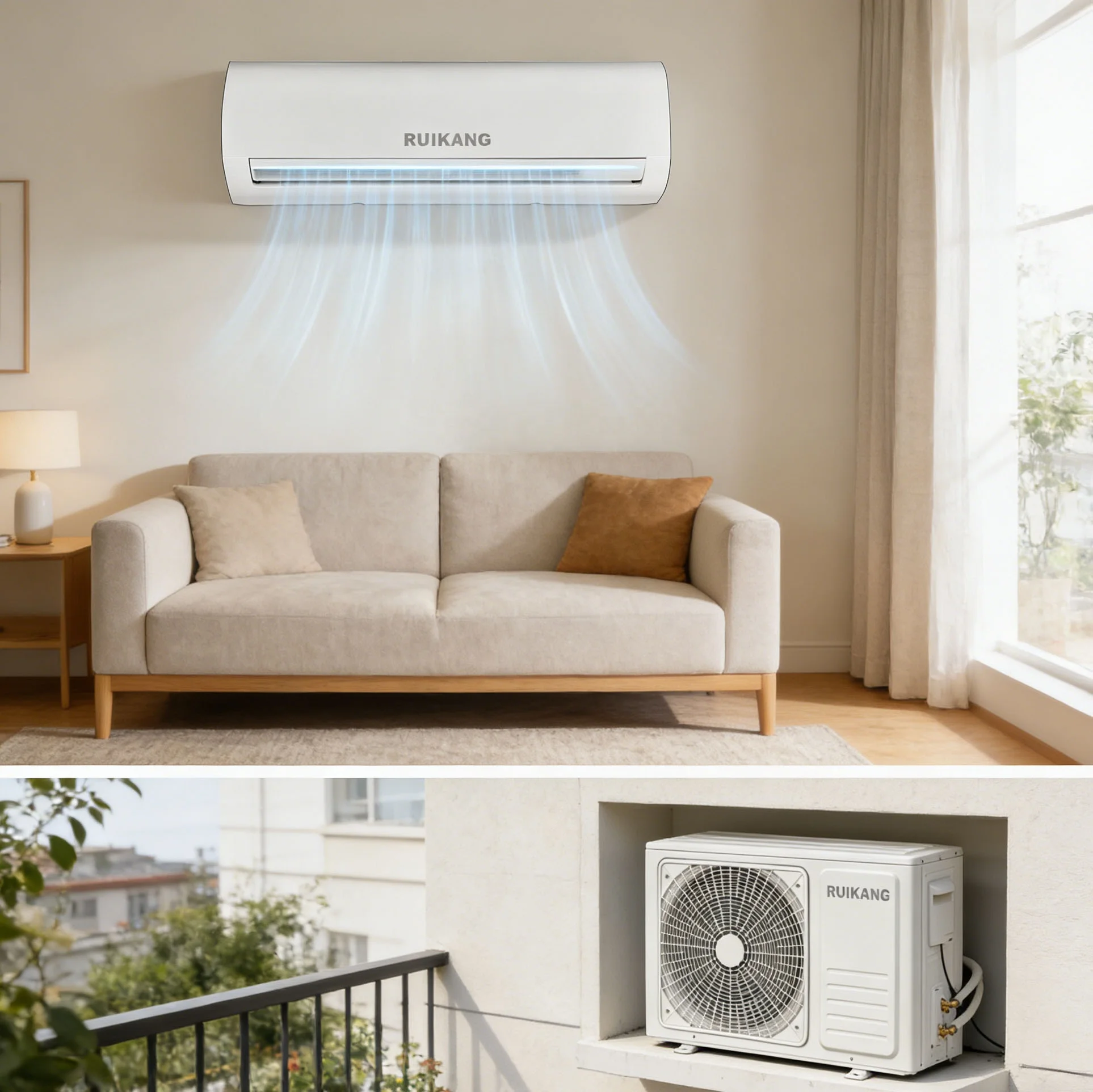 Variable Frequency Household & Hotel Use 1.5HP Inverter 12000BTU Split Air Conditioner Energy Saving High Efficiency HVAC System
