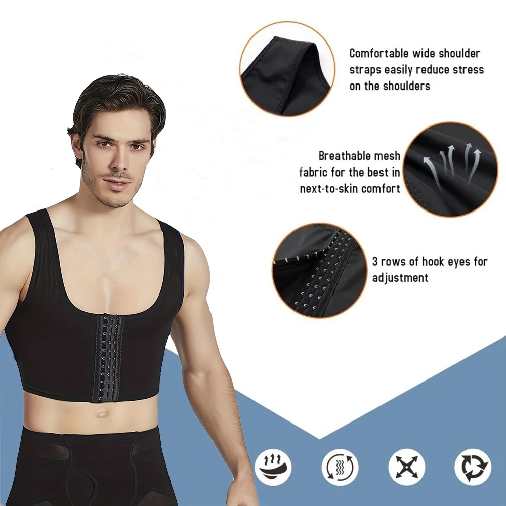 Gynecomastia Compression Shapewear Chest Binder Vest Slimming Chest Body Shaper Hide Boobs Control Corset Tops for Post Surgery