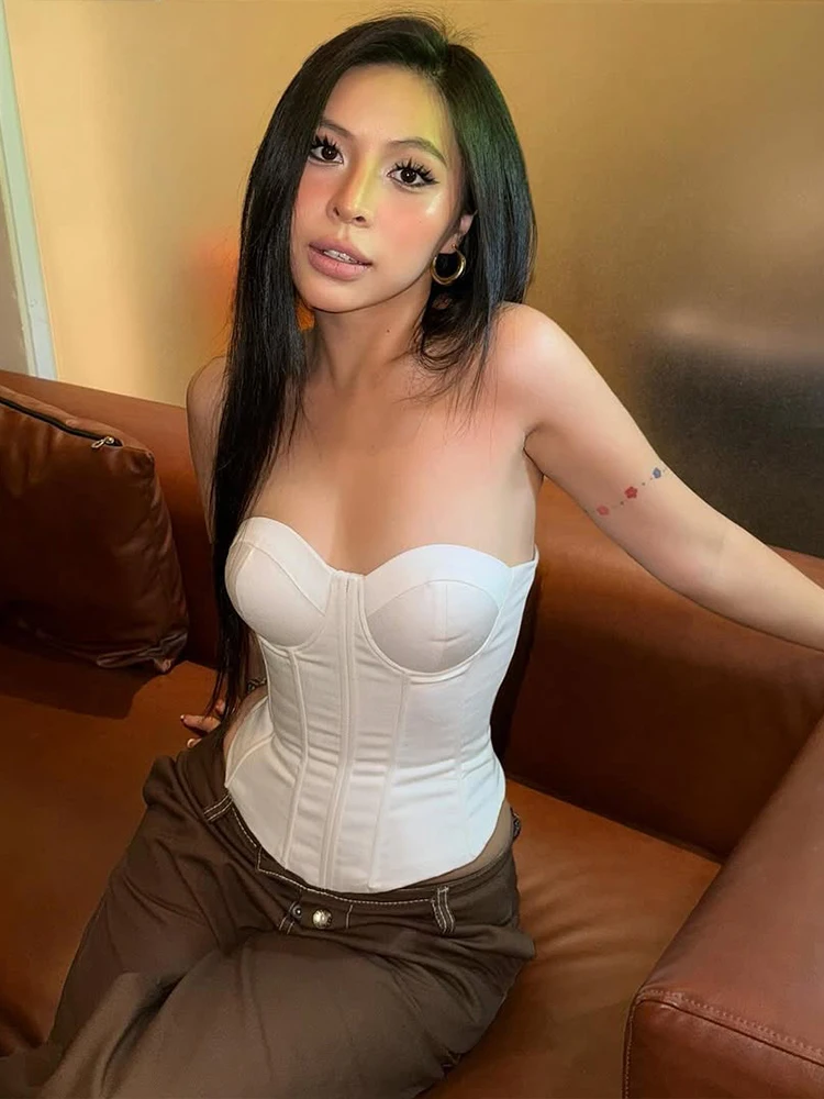 

Cutenew Топы для музыкального фестиваля Женский сексуальный корсет с низким воротом Искусственное украшение из рыбьей кости Подходит для модных уличных нарядов в стиле хип-хоп