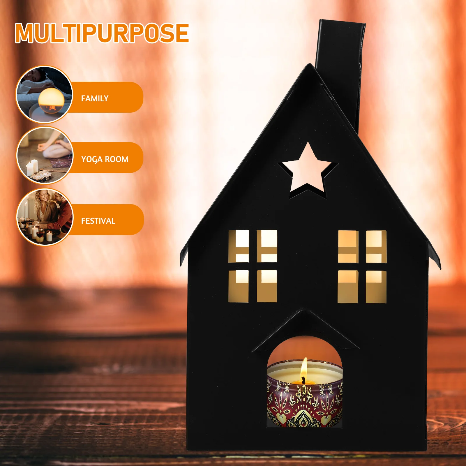 

Iron Art House Holder Vintage Style Metal Tea Light Stand Desktop Decor Ornament Candlestick Holders