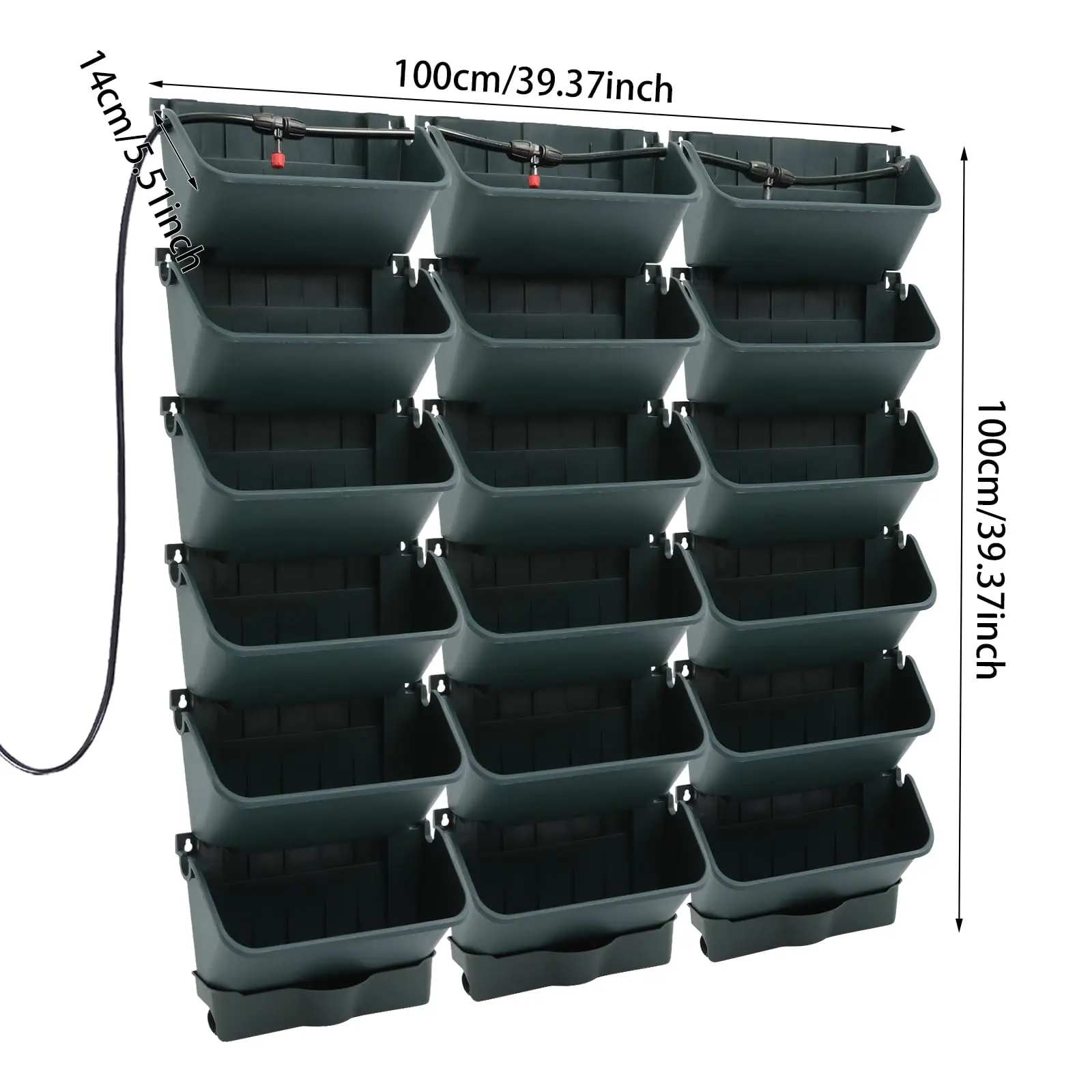 Plantador de parede com rega automática, conjunto de plantador de jardim vertical com 18 potes, vasos de cultivo de plantas empilháveis com temporizador eletrônico fo
