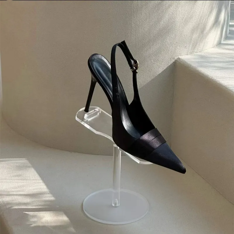 

2025 New Baotou Sandals for Women, Champagne Color, Fine Heel, Pointed French Style, One Belt, Exquisite High Heels