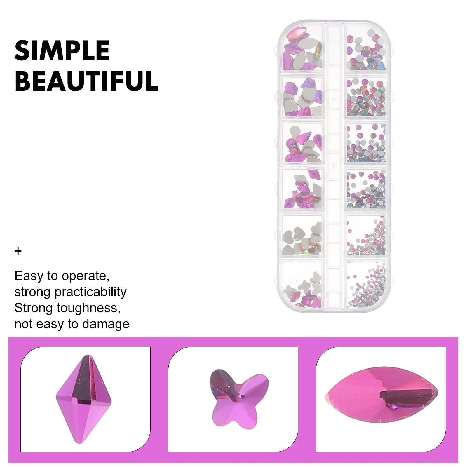 Nagelharz, Diamanten, Strasssteine, dekorative Ornamente, verschiedene Farben. Wählen Sie Ihren Stil. Nageldiamant-Maniküre-Charm