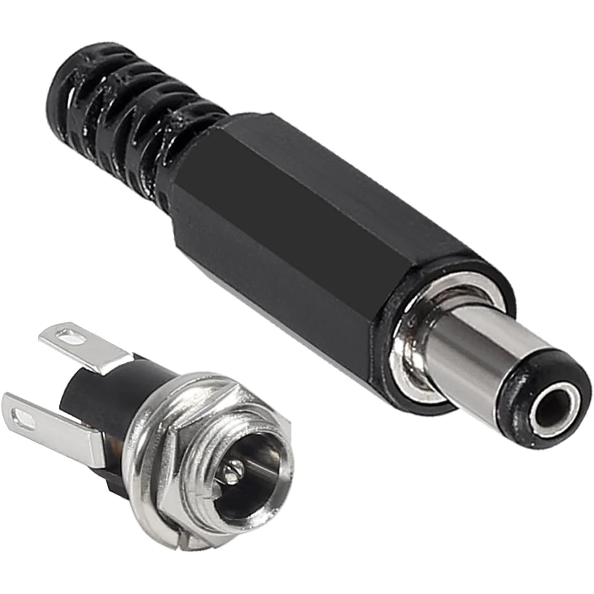 5 Juegos de conector de montaje en Panel hembra, conector de clavija de alimentación CC de 5,5x2,1 MM, bloqueo de conector macho de cobre sólido y hembra