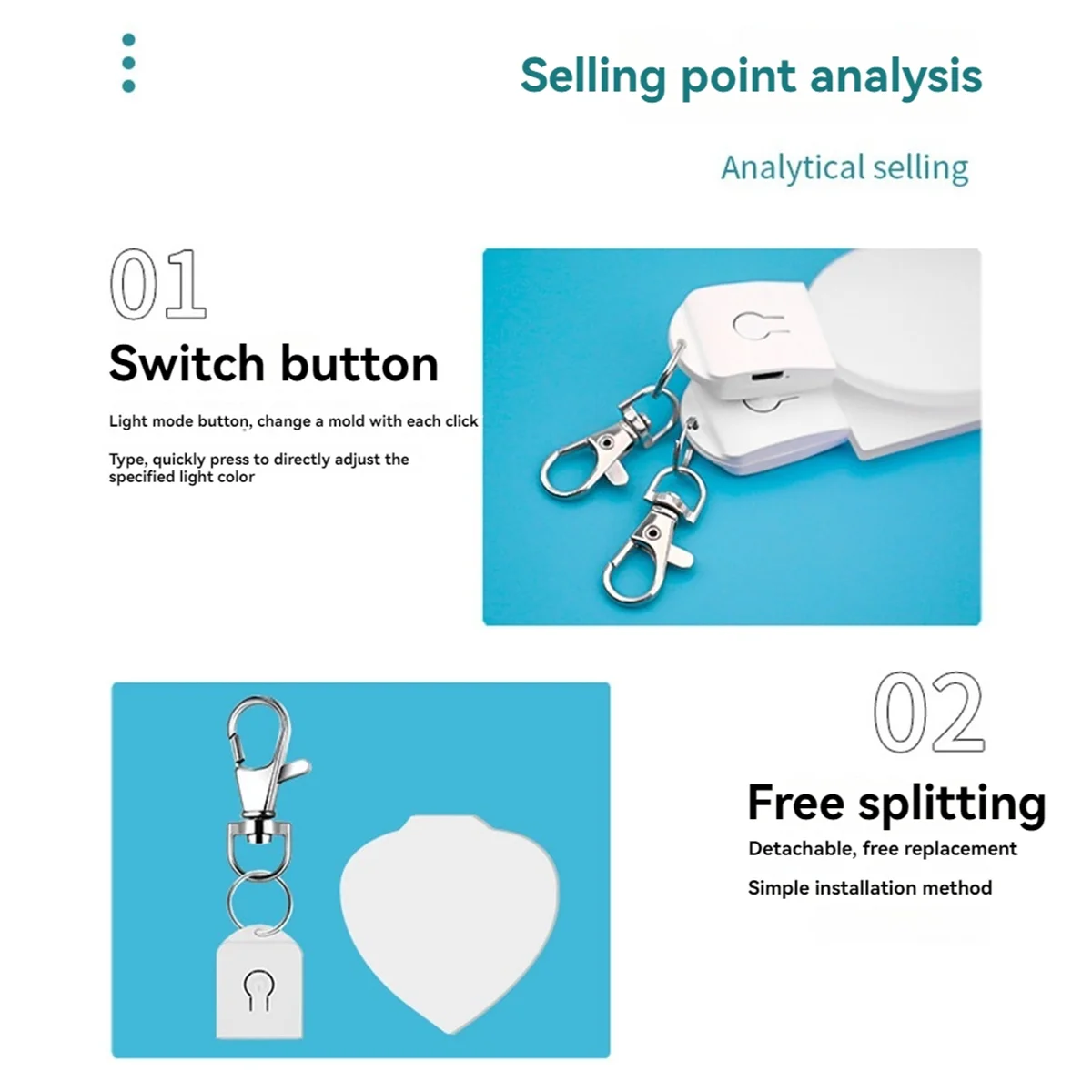 ELBA_4PCS Llavero en blanco con sublimación LED D