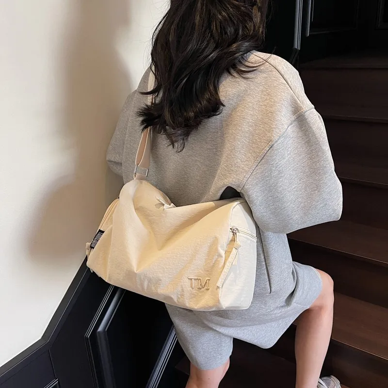 Холщовая дорожная сумка для женщин, повседневная легкая сумка через плечо для женщин, спортивный рюкзак для хранения, универсальная ручная кладь, суммка