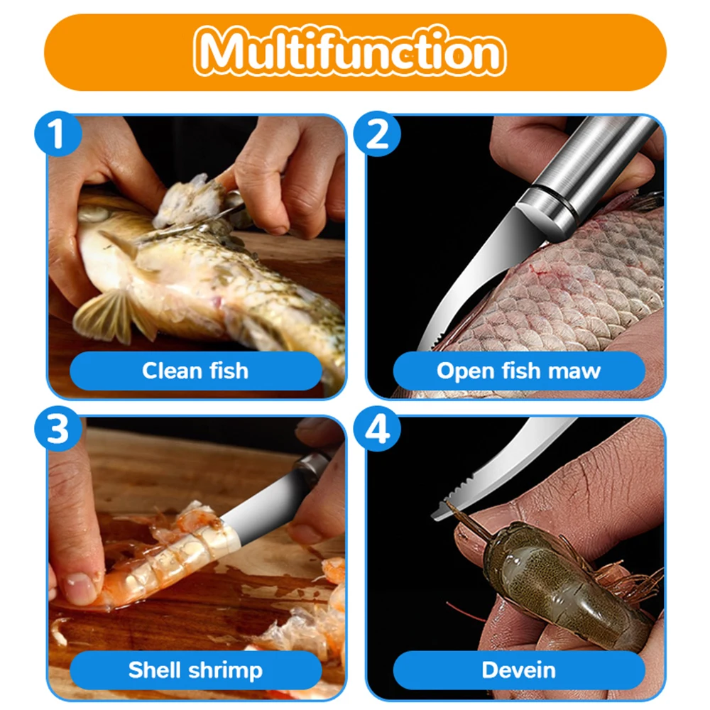 Multifunktionale Schnelle Garnelen Schäler Edelstahl 6 In 1 Fisch Messer Garnelen Linie Schneiden/Schaben/Graben Messer Küche werkzeuge