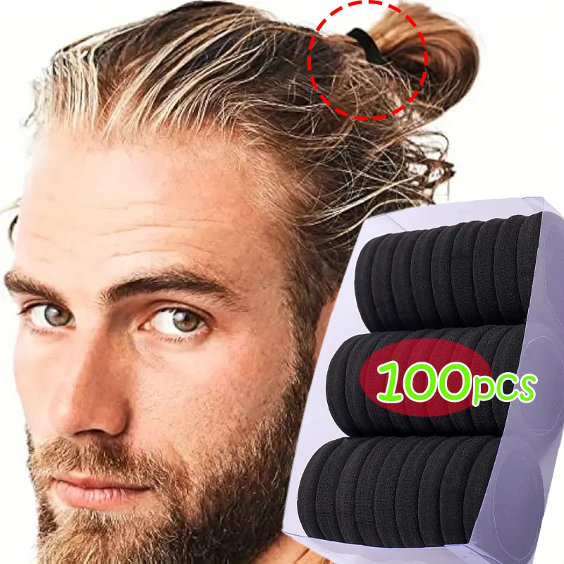 50/100 Stuks Zwarte Haarbanden Voor Mannen Vrouwen Meisjes Haarband Hoge Elastische Rubberen Band Haar Banden Paardenstaart Houder scrunchies Accessorie