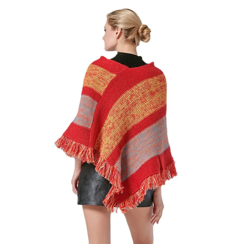 معطف صوف محبوك طويل للخريف والشتاء برقبة دائرية مع تصميم شرابة على طراز الشارع للنساء #5