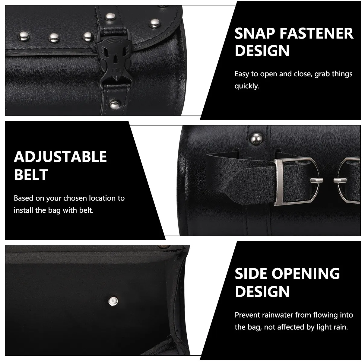 Universal Motorcycle Saddlebag Black Waterproof Synthetic Tool Bag Heavy Duty Storage Mounting Straps Motorcycle Luggage 6
