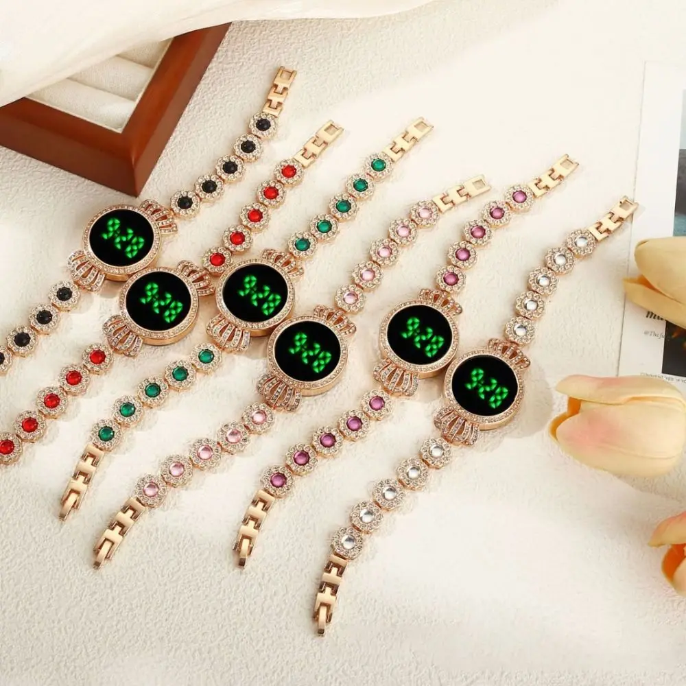 

Элегантные женские электронные часы, изысканные ретро наручные часы со стразами, тип браслета, красочные женские деловые часы, подарки