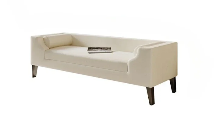 

American bedroom, modern minimalist fabric, sofa bed, dressing room, long sofa stool
