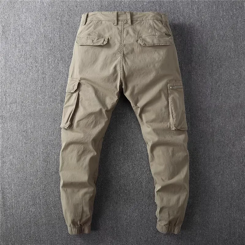 Men's Vintage Style Cargo Pants Fashion Multi-Pockets Casual Pants Outdoor Solid Color Jogger Pants