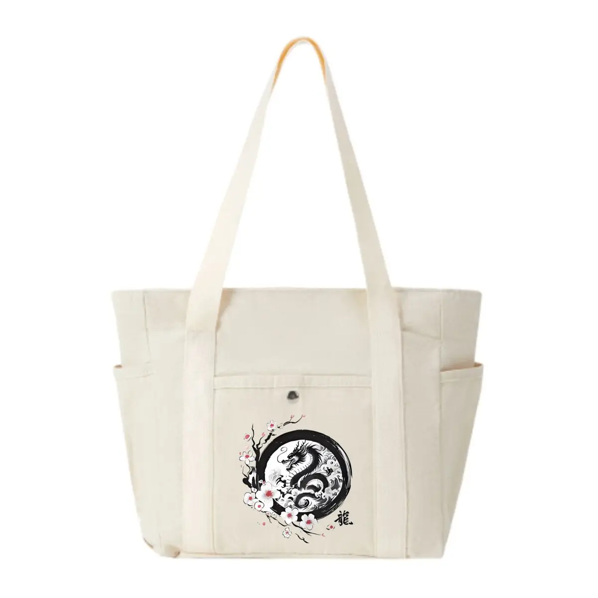 

Символ дракона, замысловатое искусство, прочная холщовая сумка, женская простая офисная рабочая сумка