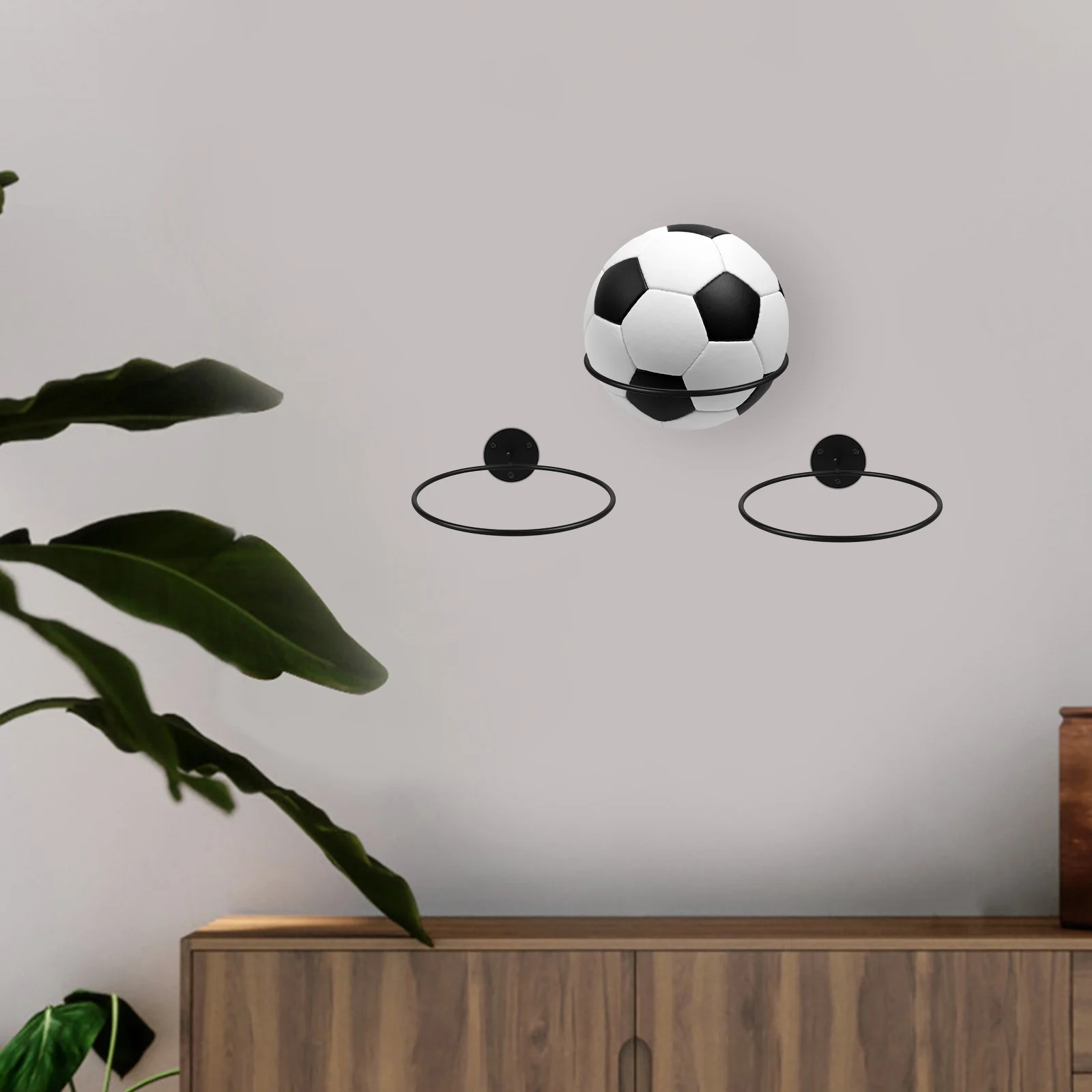 

Wall Mounted Ball Display Rack 3pcs Football Basketball Soccer Storage Holder for Sports Equipment Organizer