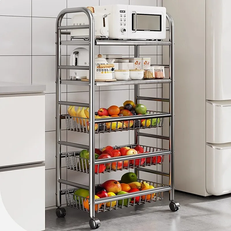 Stainless Steel Vegetable Basket Organizer Multi-Tier Standing Storage Rack Microwave Pot Holder