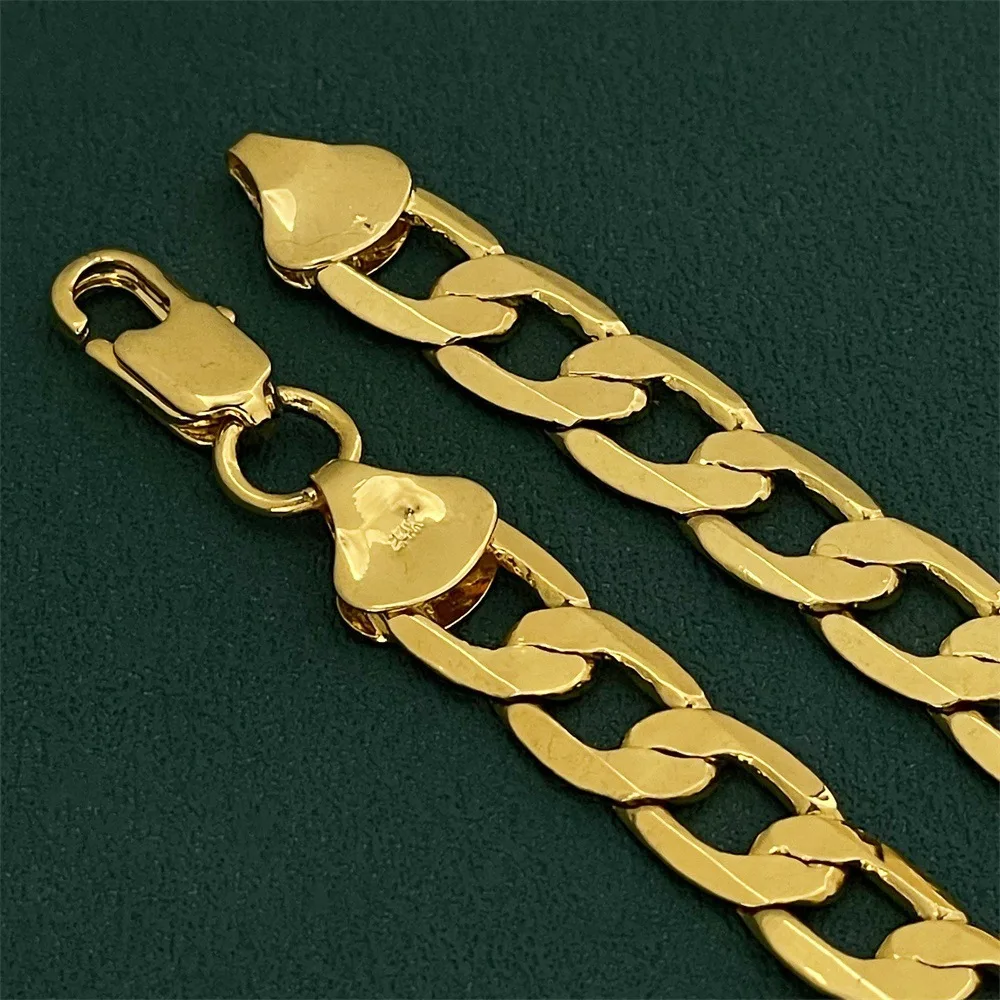 

Роскошное ожерелье из чистого золота 24K 9999 пробы для женщин и мужчин, мужское ожерелье в стиле Куба 3:1