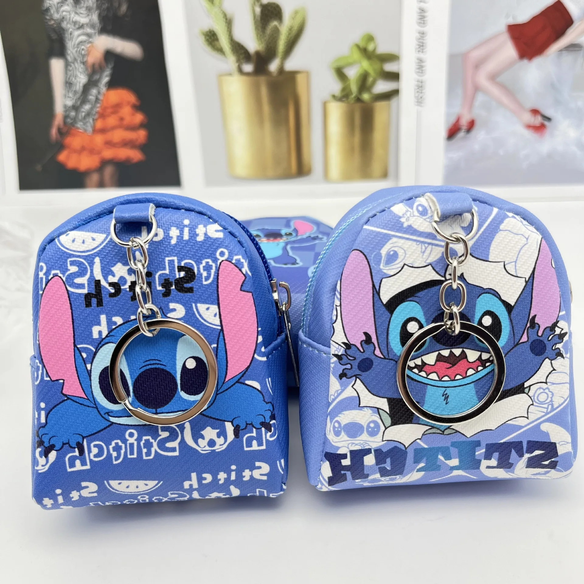 

Stitch Disney Mini Wallet Keychain Cute Coin Storage Bag Kawaii Anime Figure Backpack Pendant Gift for Girlfriend Toys
