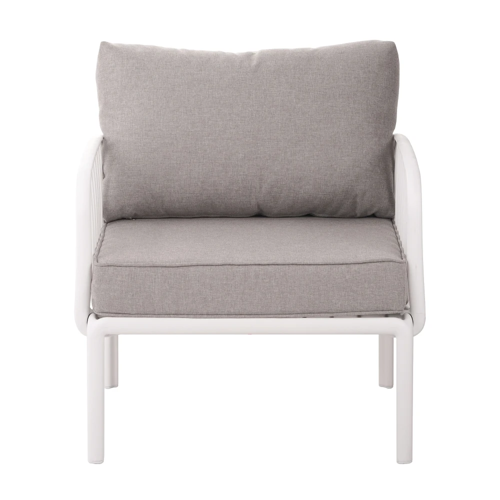 

Outdoor Patio Club Chair, Modern Patio Furniture, Waterproof Thick Cushion Deep Seating for Porch, Balcony, White & Light Gray