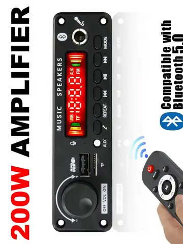 NEW 200W  Amplifier Bluetooth DIY MP3 WAV Decoder Board DC 12V 100W  Wireless Car USB MP3 Player TF Card Slot USB FM with Mic