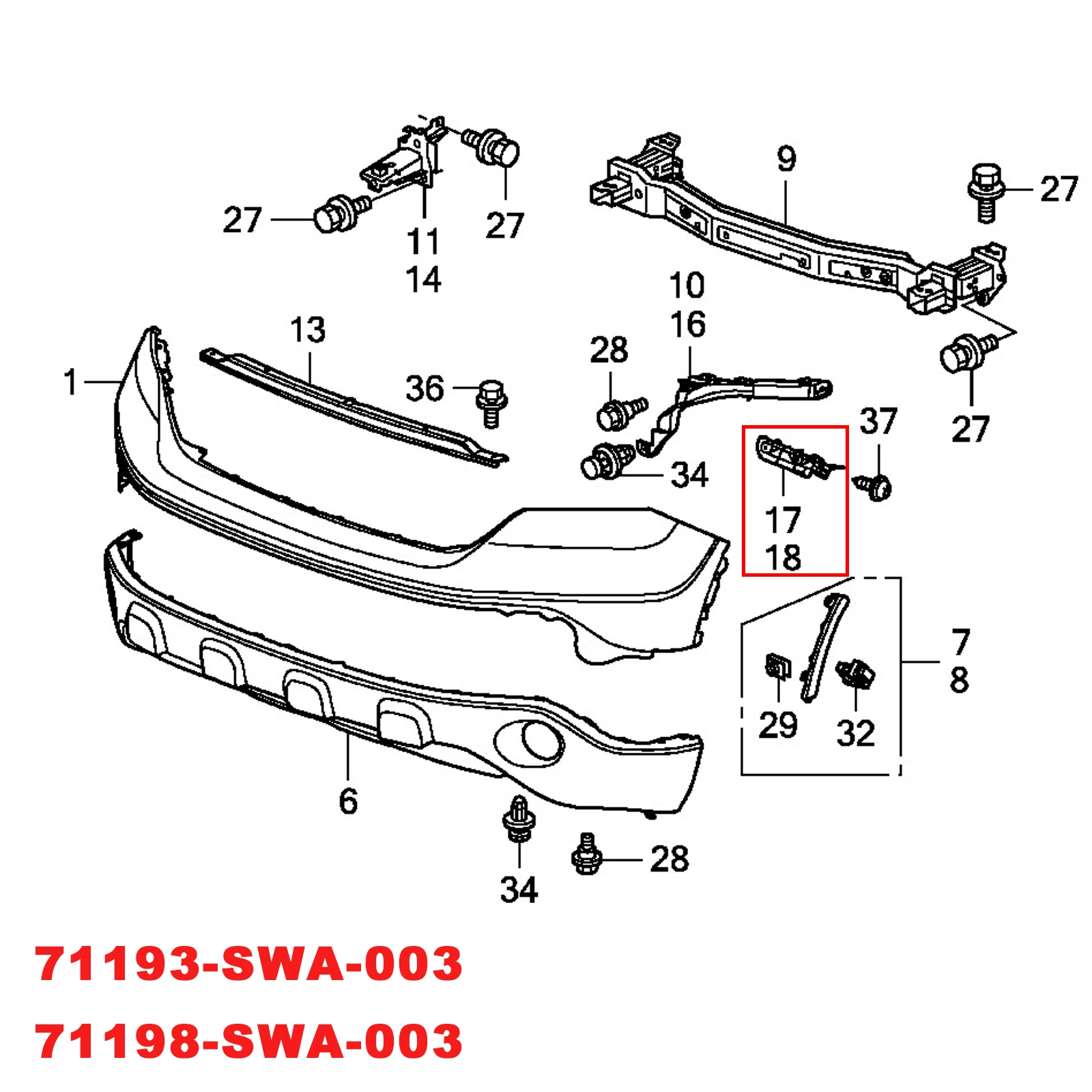 71198-SWA-003 1Pair Front Left+ Right Bumper Guide Mount Bracket Grille Retainer Fit for Honda CRV CR-V 2007 2008 2009 2010 2011