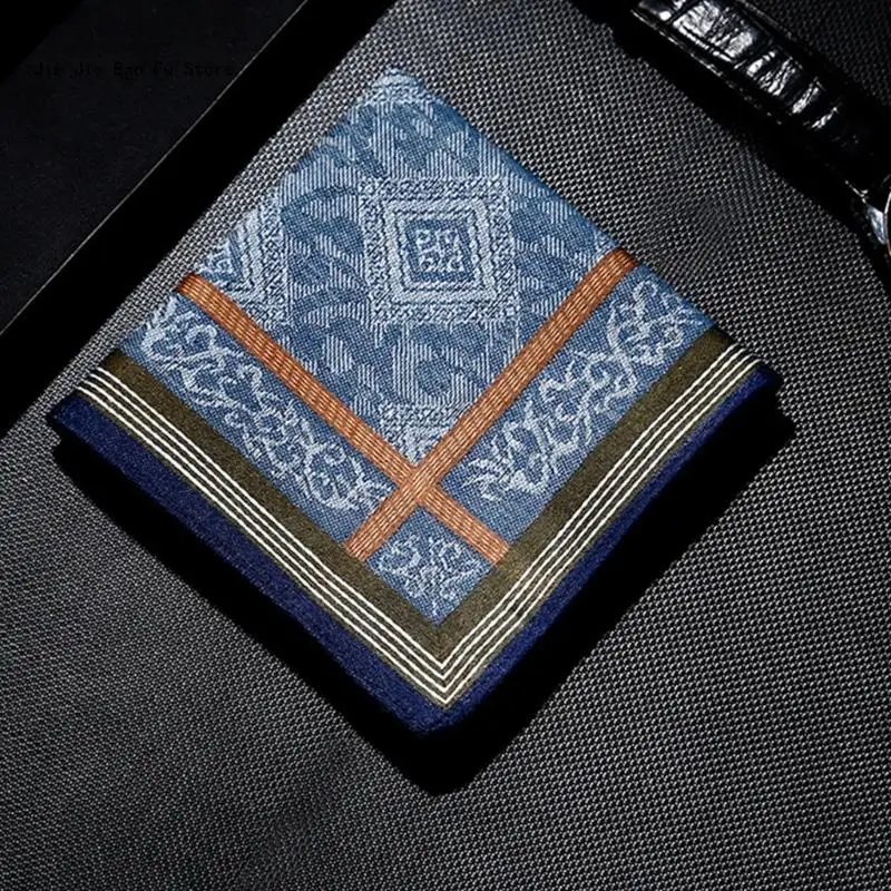 Soft Cotton Handkerchiefs Elegant Pattern Stylish Weave Men's Handkerchief Perfect for Home and Travel Sweat-absorbing