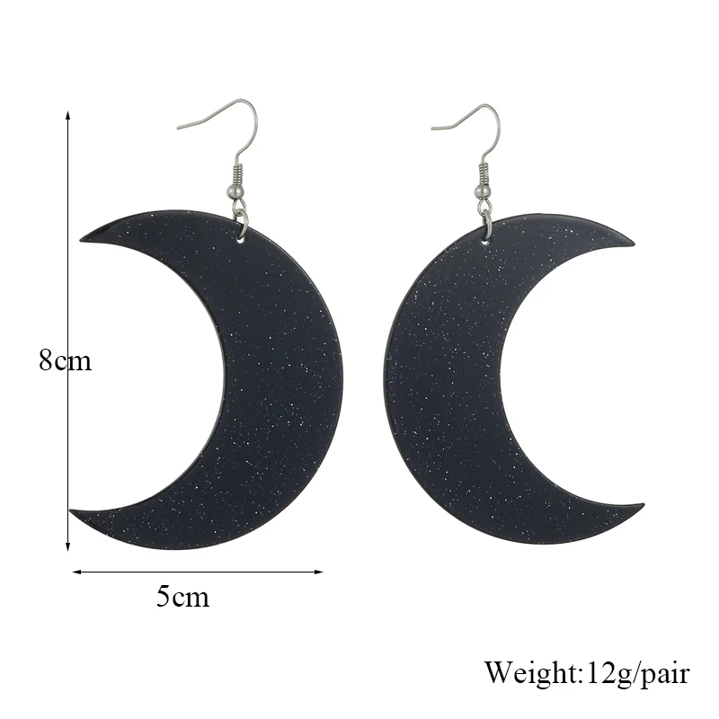 YAOLOGE Acrylic Creative Black Bend Moon Pendant Earrings For Women Girl New Trend Ear Dangle Cartoon Jewelry Gift Party серьги