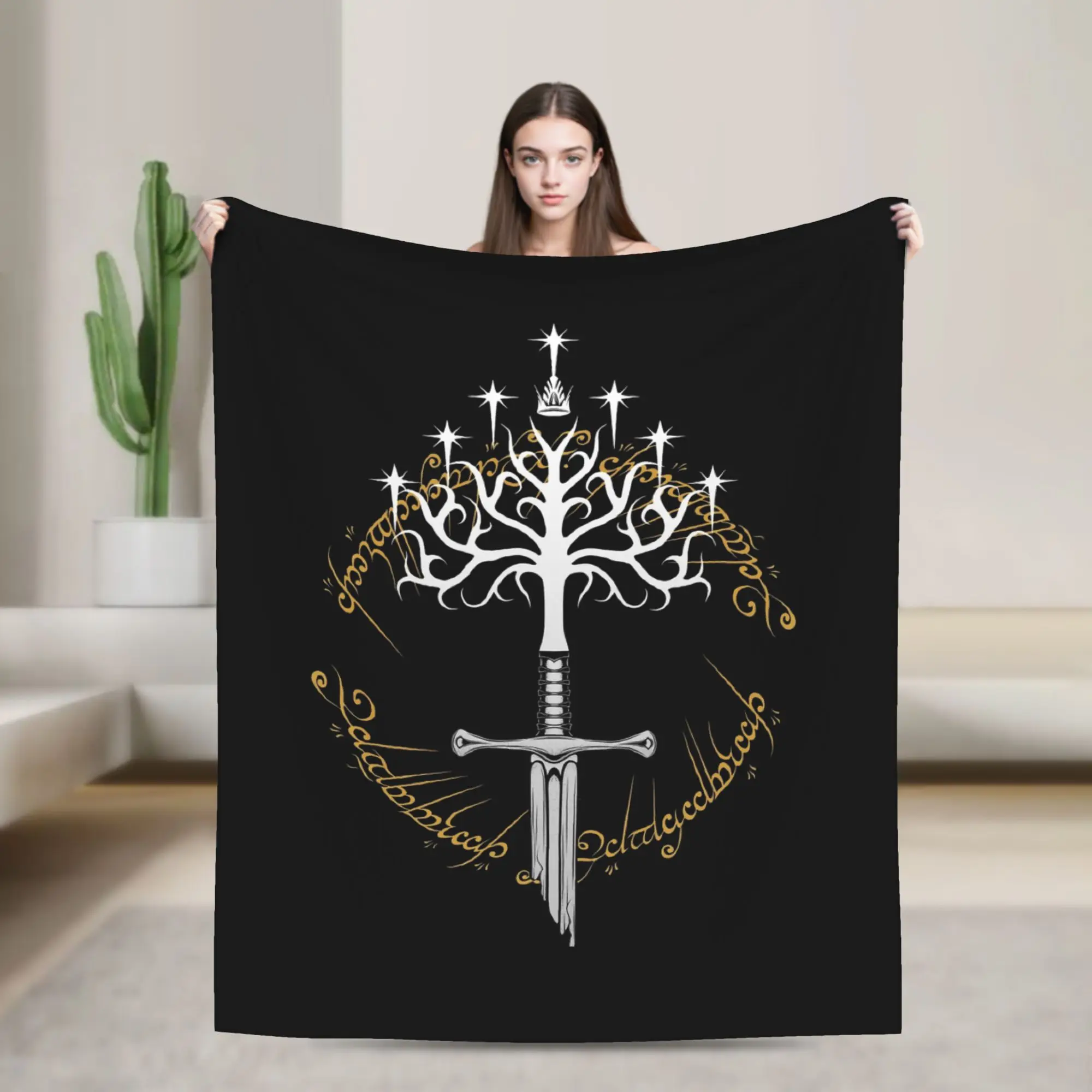 Anduril شجرة بيضاء L-Lords of the R-خواتم جوندور بطانية المرجان الصوف أفخم رمي البطانيات للفراش غرفة نوم أفخم رقيقة لحاف