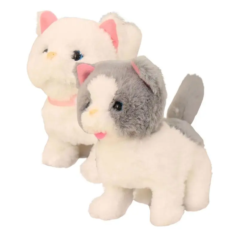 Gato de peluche interactivo realista para niños, Animal de peluche suave, forma de gatito eléctrico, juguete robótico para gatear, regalo de cumpleaños