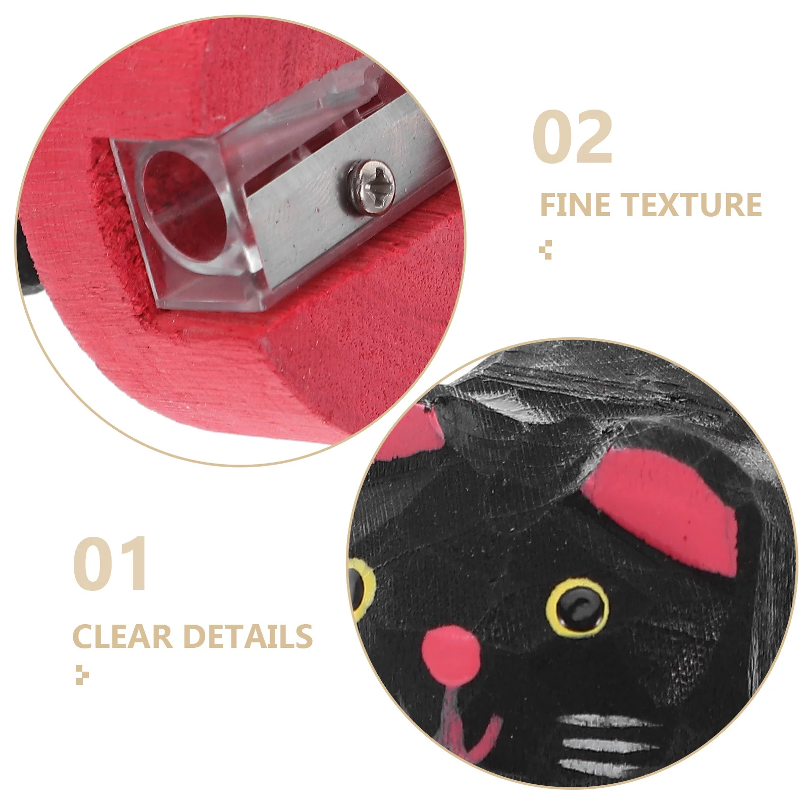 2pcs Cat-Shaped Pencil Sharpener Realistic Black Cat Design Wooden Manual Sharpener For School Supplies Classroom Prizes