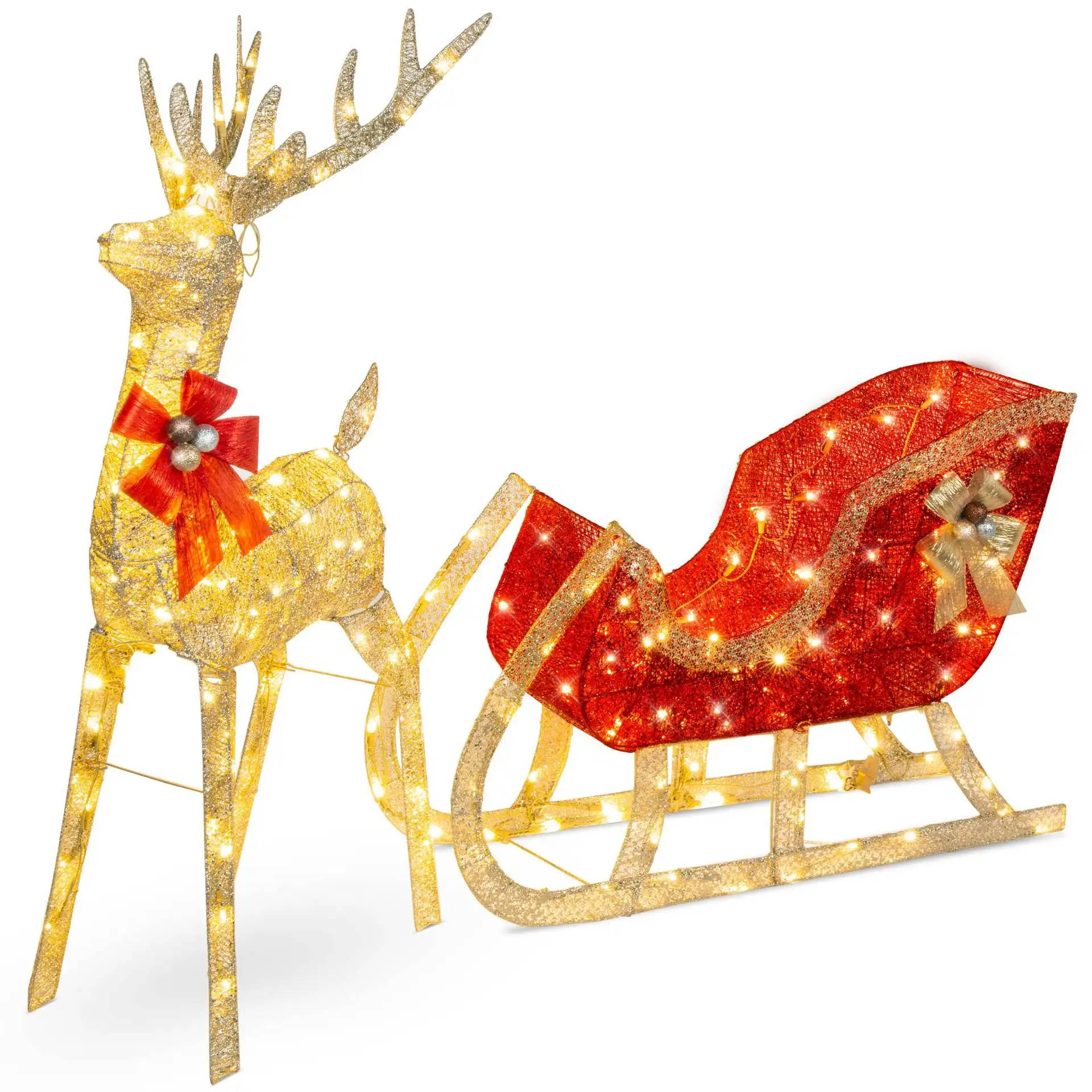 

Christmas Elk Snowman Lamp Decoration 3 Elk Pulled Sled Mall Window Christmas Decoration