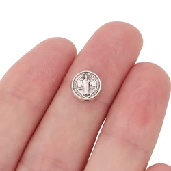 100pcs Small Saint Benedict Medal Crucifix Cross Spacer Beads for DIY Bracelet Jewelry Making Accessories