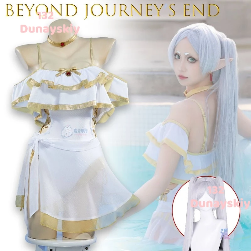 Frieren Beyond Journeys End Badeanzug Einteilig Konservativ Niedlich Cosplay-Outfit Anime Wasserdicht Rollenspiel Party Anime-Spiele