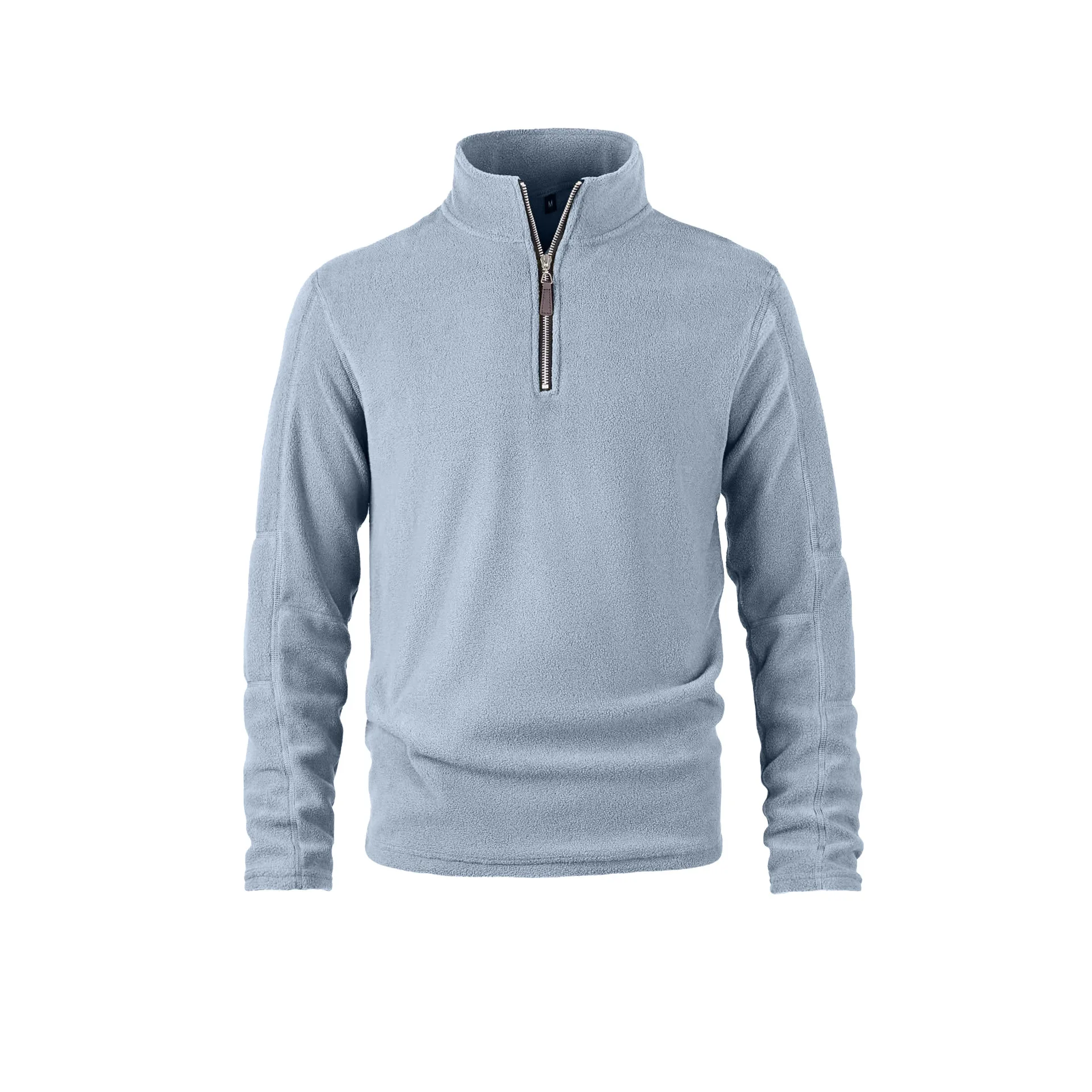 Men's Burgundy Half-Zip Stand Collar Fleece Sweatshirt Winter Warm Casual Top 2026