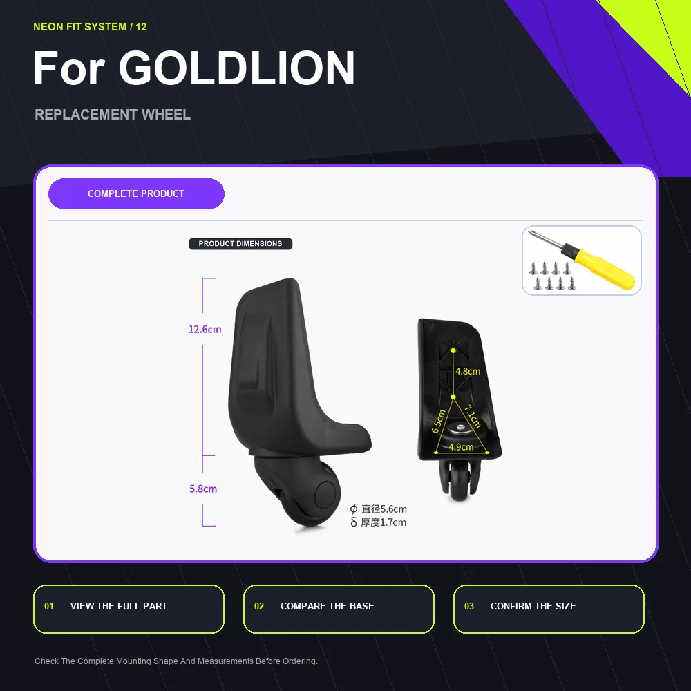 Neon Travel Suitcase Caster Wheel For Goldlion Silent Rolling Travel Caster Repair Part Premium Travel