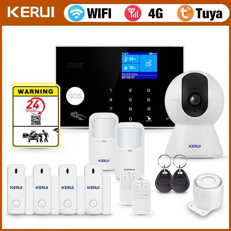 

KERUI 4G/WiFi Home Alarm System with 3 Wired Zones Wireless Alarm System for Home/Office/Garage Burglar Security Protection G34