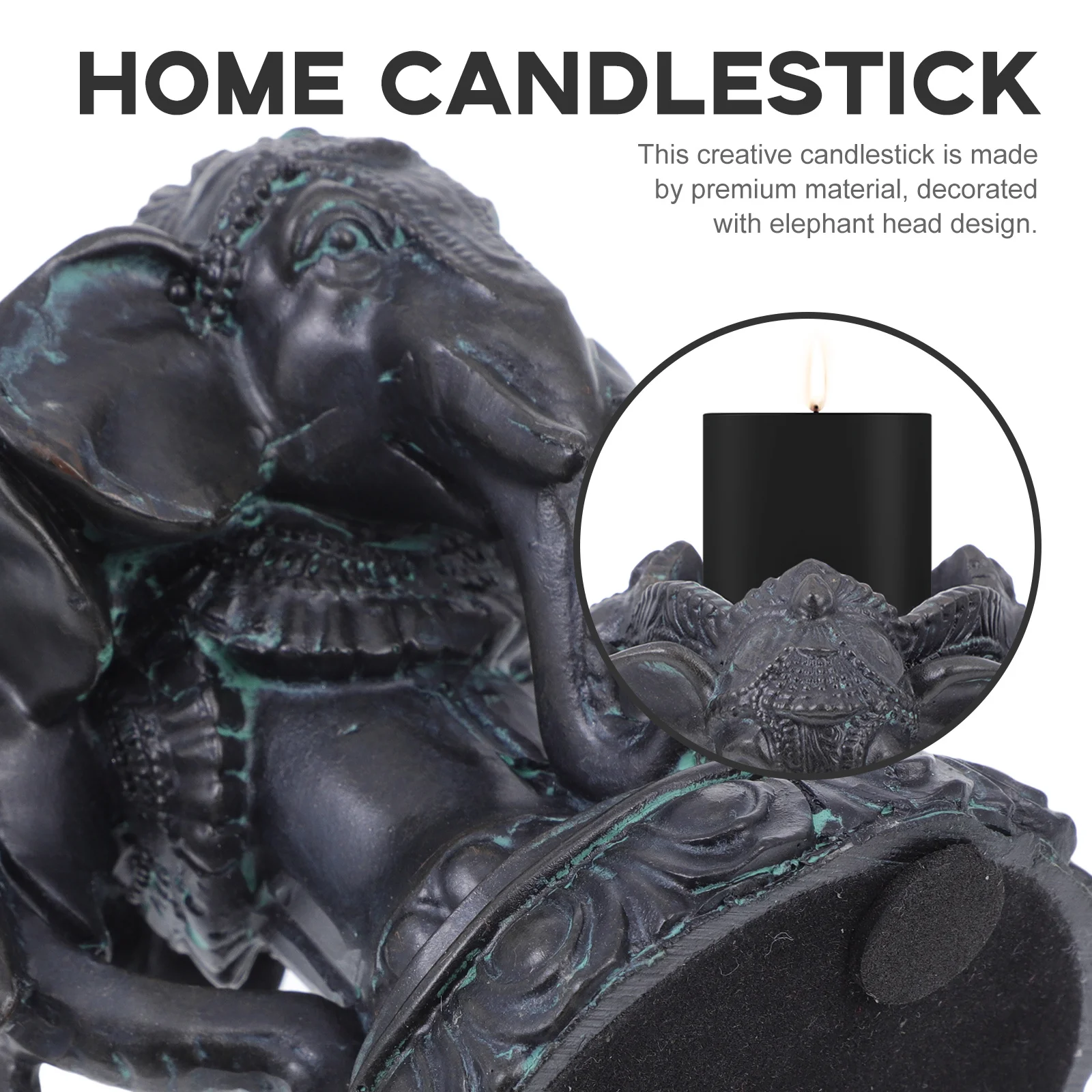 

Elephant Head Candlestick Resin Chic Holder Home Decor Yoga Room Tearoom Gift Idea Elephant Head Candlestick